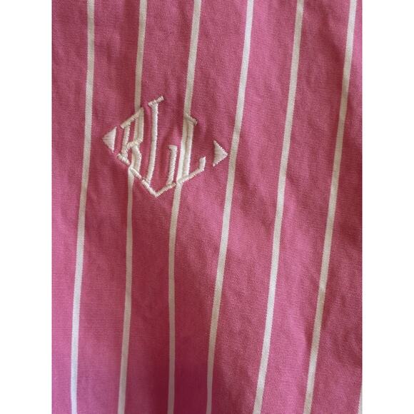 VTG ralph lauren Pink Stripe Pink button down White Cuff Preppy Dress Shirt 1X - Picture 12 of 16